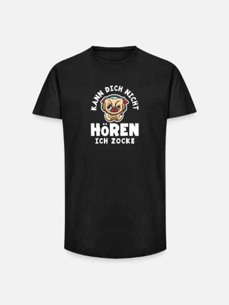 Can't hear you – I'm playing dog - Long Fit Men's T-Shirt - black