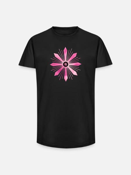Dazzling radial pink star - Long Fit Men's T-Shirt - black