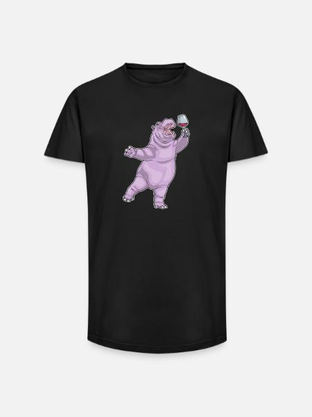 Hippopotamus Red Wine - Long Fit Men's T-Shirt - black