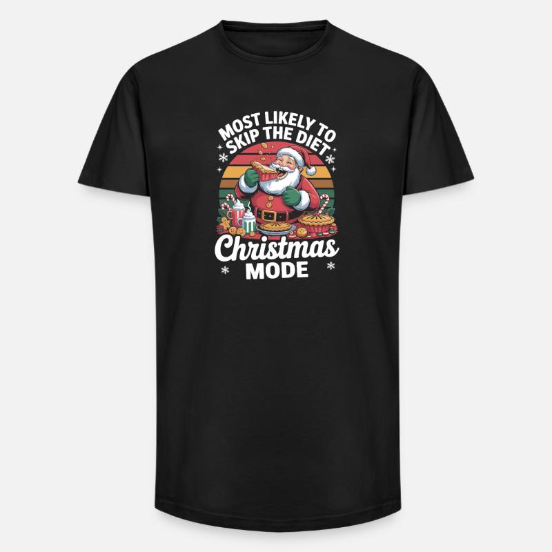 Weihnachtsmodus Diät Auslassen - Long Fit Männer T-Shirt - Schwarz