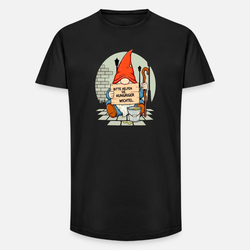 Hungeriger Wichtel | Bitte Helfen Sie Gnome  - Long Fit Männer T-Shirt - Schwarz