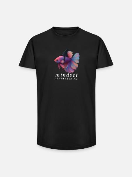 Mindset Fighting Fish Helm, Motivationsspruch - Long Fit Männer T-Shirt - Schwarz