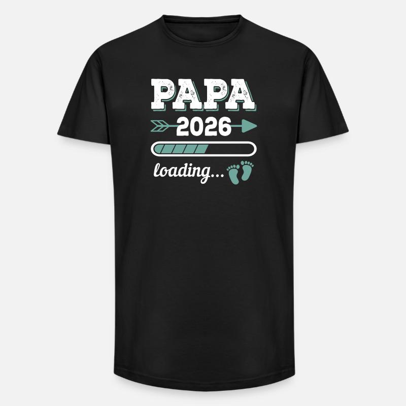 Papa 2026 Loading Werdender Vater Geschenkidee - Long Fit Männer T-Shirt - Schwarz