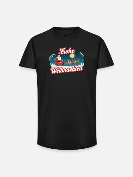 Santa Sleigh Christmas Scene - Long Fit Men's T-Shirt - black