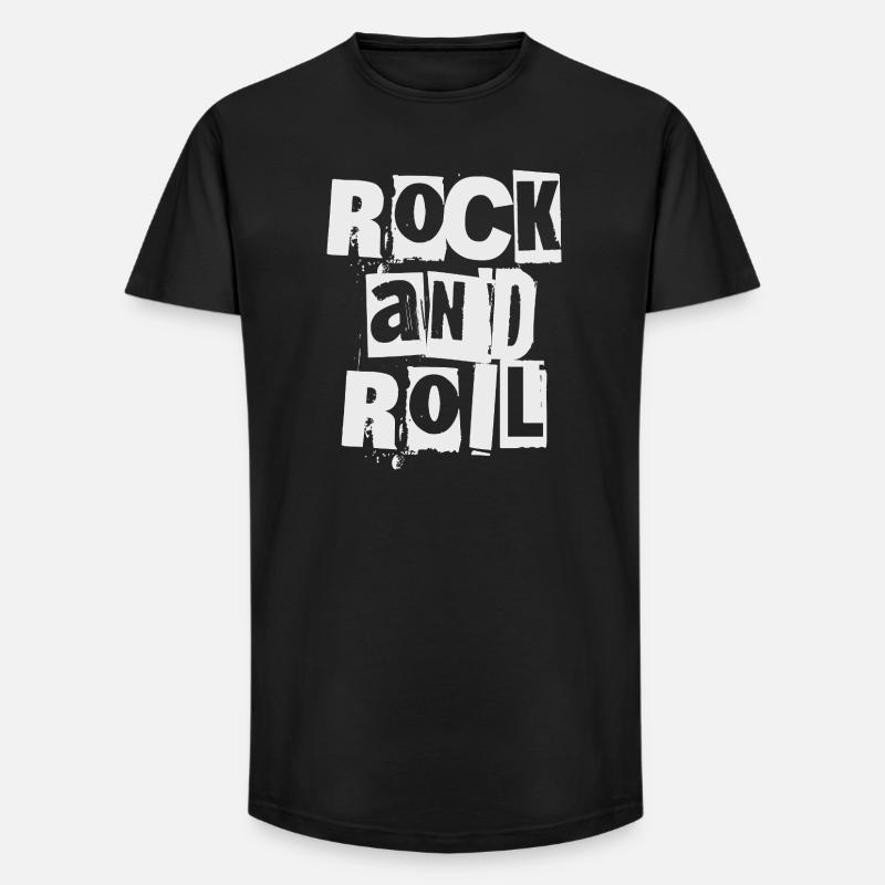 Rock'n'Roll Distressed und Bold Logo-Design - Long Fit Männer T-Shirt - Schwarz