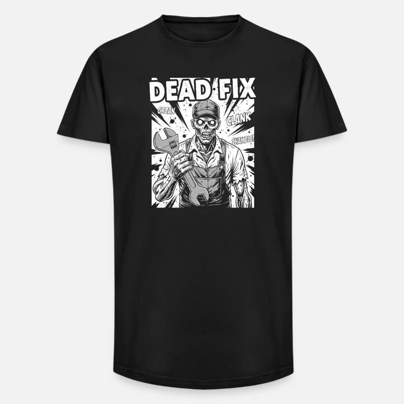 Dead Fix Skeleton Workshop - Long Fit Men's T-Shirt - black