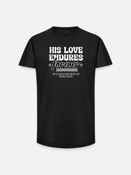 Hans kærlighed varer evigt Salme 136 Tro - Long fit herre T-shirt - sort