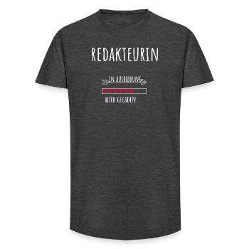 Journalisme Étudiant Profession Éducation Rédactrice en chef - T-shirt coupe longue homme - charbon - Devant - AI Model Male 185 light (185cm)