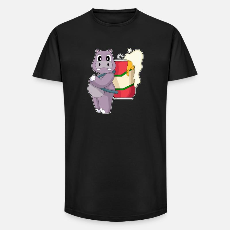 Nilpferd Bier - Long Fit Männer T-Shirt - Schwarz