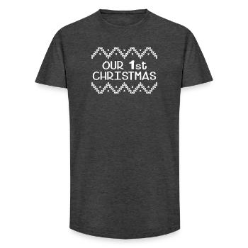1er Noël Maman Papa Bébé - T-shirt coupe longue homme - charbon - Devant - AI Model Male 185 light (185cm)