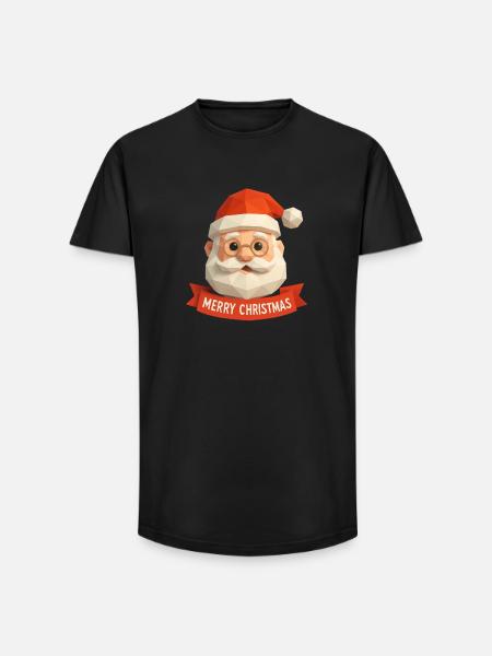 Polygon Père Noël – Joyeux Noël moderne - T-shirt coupe longue homme - noir