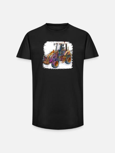 Neon Lines Construction Excavators - Long Fit Men's T-Shirt - black