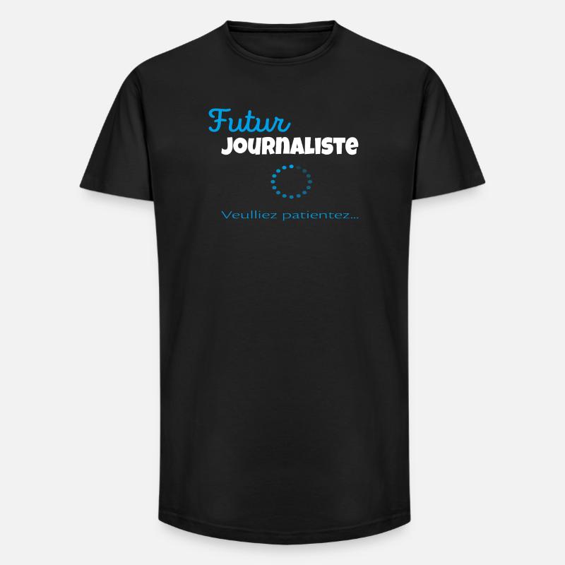 Future Journalist – Please Wait - Long Fit Men's T-Shirt - black