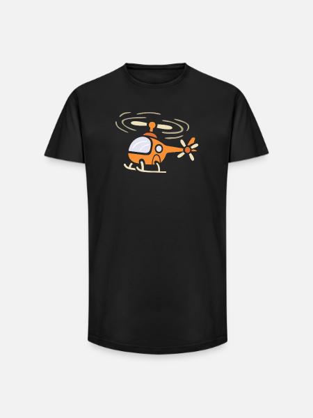 Funny cartoon helicopter in comic style - Long Fit Men's T-Shirt - black