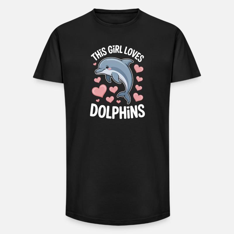 Delfin Spruch Mädchen Lustiges Delfin Geschenk - Long Fit Männer T-Shirt - Schwarz