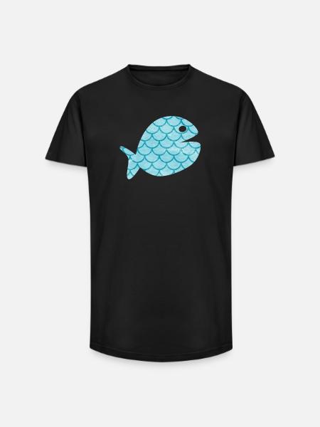 Fish Scales Pattern Sea Maritime Ocean Hamburg - Long Fit Men's T-Shirt - black