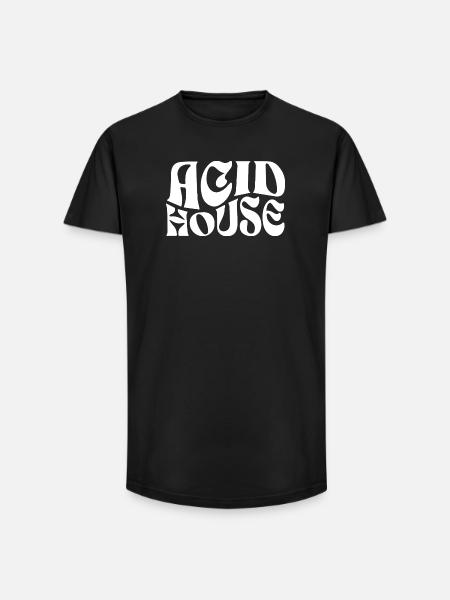 Acid House Typographic Logo - Long Fit Men's T-Shirt - black