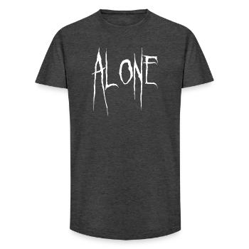 Alone Jagged Typography - Long Fit Men's T-Shirt - charcoal grey - Front - AI Model Male 185 light (185cm)