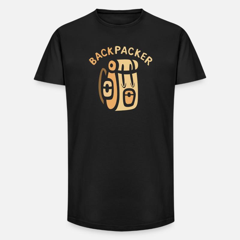 Backpacker Comic Rucksack Design - Long Fit Männer T-Shirt - Schwarz