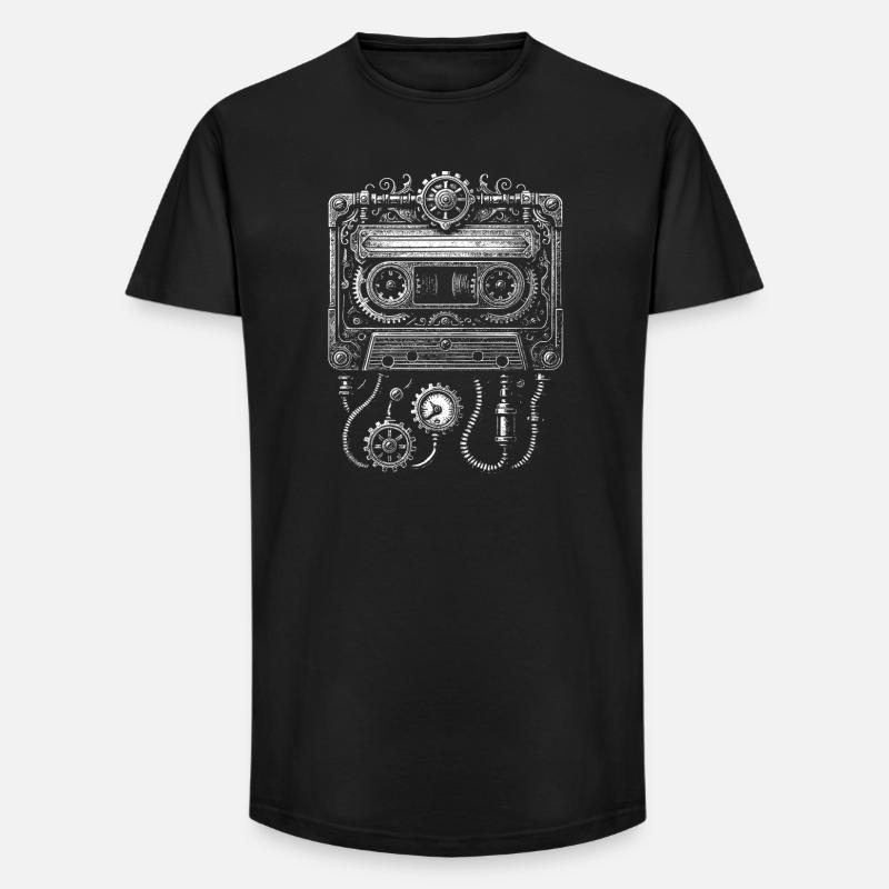 Steampunk Cassette Clockwork - T-shirt coupe longue homme - noir