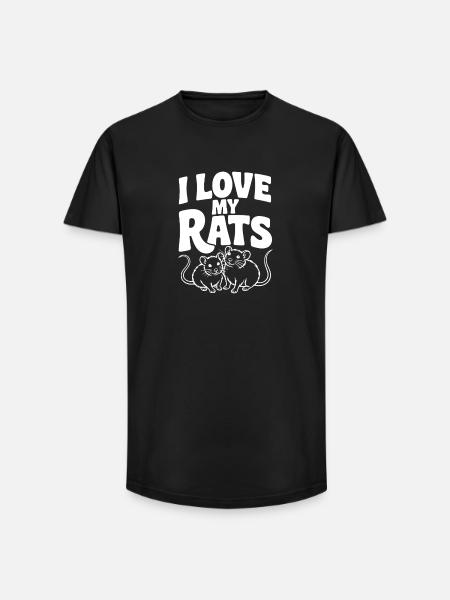 J’aime mes rats - T-shirt coupe longue homme - noir