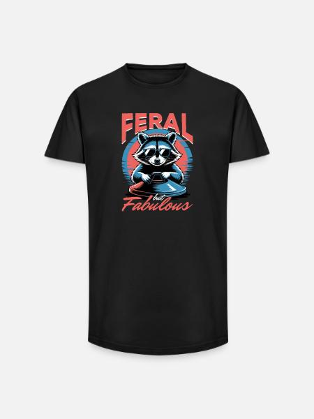 Funny Raccoon - Long Fit Männer T-Shirt - Schwarz