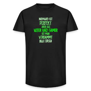 Gamer Zocker Nerd Vater Spruch Vatertag Lustig - Long Fit Männer T-Shirt - Schwarz - Vorne - AI Model Male 185 light (185cm)