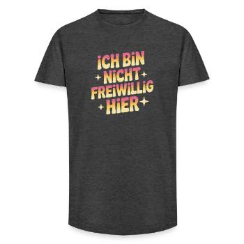 I'm Not Here Voluntarily Anti Smalltalk Office - Long Fit Men's T-Shirt - charcoal grey - Front - AI Model Male 185 light (185cm)