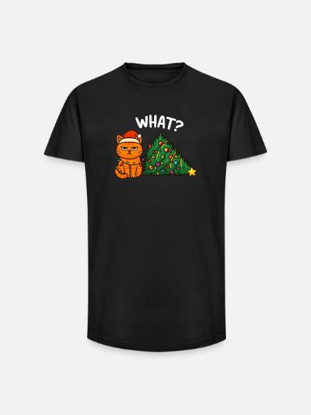 What? Cat Christmas Lights, Cats - Long Fit Men's T-Shirt - black