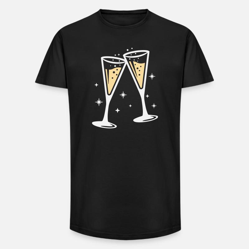 Sektglas Prosecco Sekt Alkohol Prost - Long Fit Männer T-Shirt - Schwarz