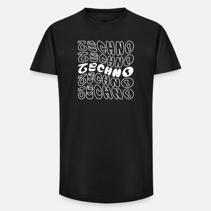 Geometrisches Techno-Logo-Design - Long Fit Männer T-Shirt - Schwarz