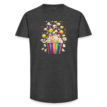 Colorful Popcorn Explosion From Rainbow Mug - Long Fit Men's T-Shirt - charcoal grey - Front - AI Model Male 185 light (185cm)