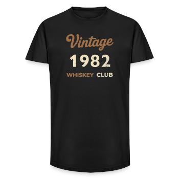 Millésime 1982 – Whiskey Club Rétro Année de naissance - T-shirt coupe longue homme - noir - Devant - AI Model Male 185 light (185cm)
