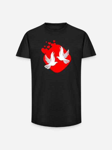 Dove of love on red background - Long Fit Men's T-Shirt - black