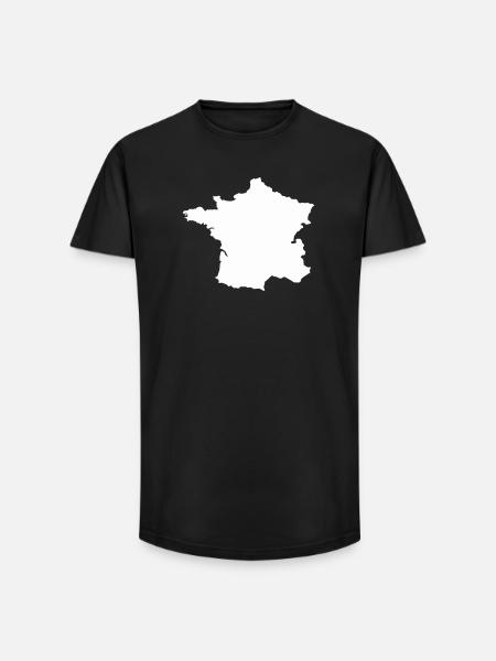 French Map Silhouette - Long Fit Men's T-Shirt - black
