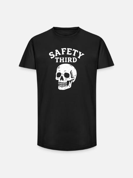 Safety Third Skull Funny Safety Third - Long Fit Men's T-Shirt - black