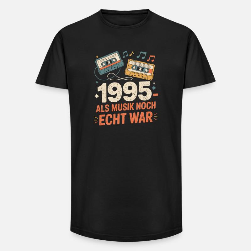 1995 Nostalgie Kassette - Long Fit Männer T-Shirt - Schwarz