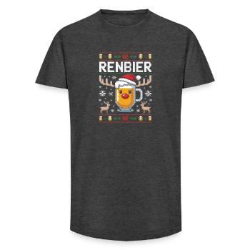 Rentier Bier Pixel Weihnacht - Long Fit Männer T-Shirt - Anthrazit - Vorne - AI Model Male 185 light (185cm)