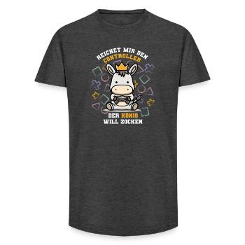 Il me tend la manette que le roi veut jouer - T-shirt coupe longue homme - charbon - Devant - AI Model Male 185 light (185cm)