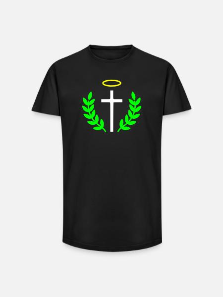 christian-cross-halo-laurel-1 - Long Fit Men's T-Shirt - black