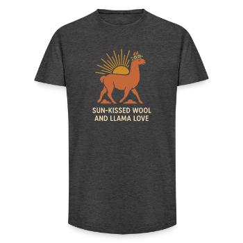 Cottagecore Llama Aesthetic Cute Farm Animal - Long Fit Men's T-Shirt - charcoal grey - Front - AI Model Male 185 light (185cm)
