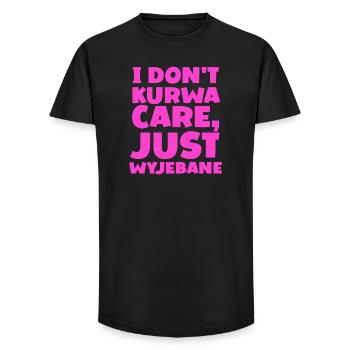 Je ne me contente pas... Soin - T-shirt coupe longue homme - noir - Devant - AI Model Male 185 light (185cm)