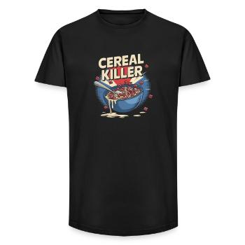 Cereal Killer - Petit-déjeuner rétro - T-shirt coupe longue homme - noir - Devant - AI Model Male 185 light (185cm)
