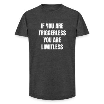 if you are triggerless you are limitless  - T-shirt coupe longue homme - charbon - Devant - AI Model Male 185 light (185cm)