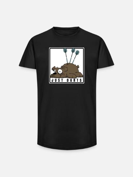 Funny darts comic motif. JUST DARTS - Long Fit Men's T-Shirt - black