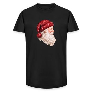 STAR SANTA — Red Glitter MAX - Long Fit Men's T-Shirt - black - Front - AI Model Male 185 light (185cm)