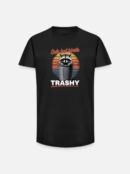 Funny Raccoon - Long Fit Männer T-Shirt - Schwarz