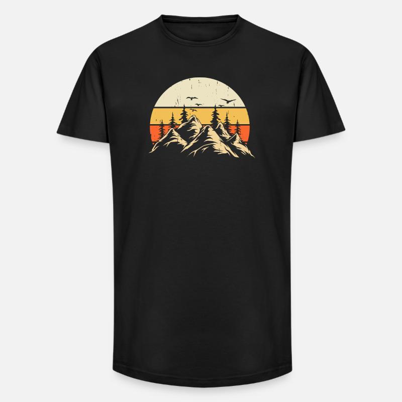 Wandern Wanderer Bergsteiger Geschenk - Long Fit Männer T-Shirt - Schwarz