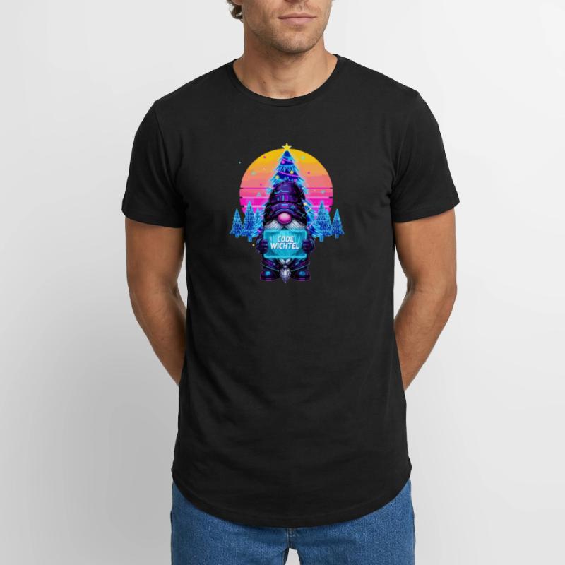 Cyberpunk Code Wichtel - Synthwave Xmas Nerd Long Fit Männer T-Shirt