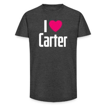 J’aime Carter Coeur rose J’aime Carter - T-shirt coupe longue homme - charbon - Devant - AI Model Male 185 light (185cm)